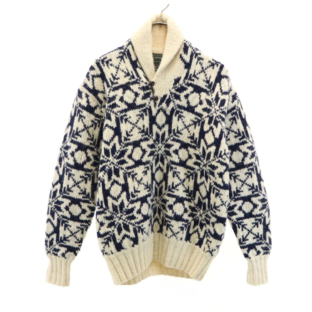 ポロカントリー ラルフローレン 90s ウール オールド ハンドニット ノルディック柄 長袖 セーター M アイボリー POLO COUNTRY RALPH LAUREN ニット メンズ