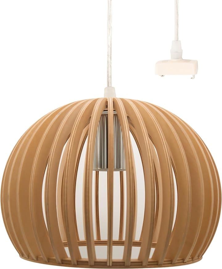 KY LEE ペンダントライト 和室 照明 ウッドアートカボチャかご インテリア照明 ダイニング 天井照明 ランプカバー直径20 cm 電球は別売り 引掛シーリング式( ZD-005)