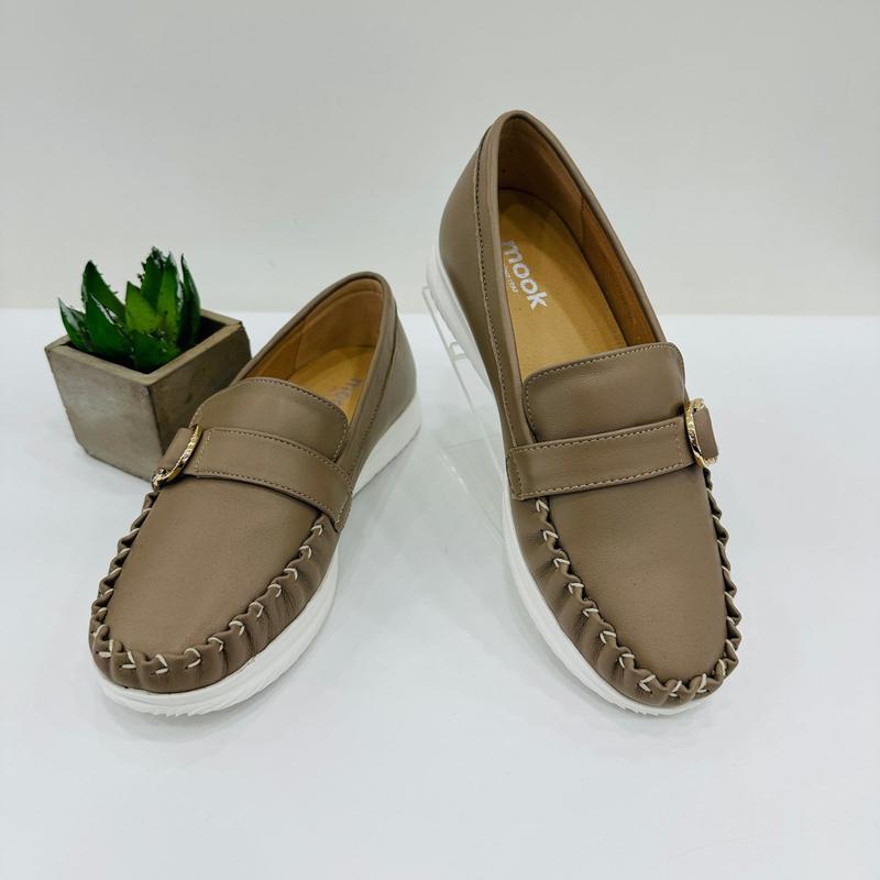 女性用バックル装飾縫合カジュアルローファー6422206P