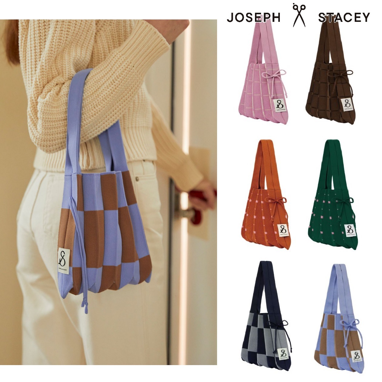 Lucky Pleats Knit S Grid (ALL) 6色 Eco 韓国人気 韓国ファッション 女性バッグ ショルダーバッグ 大学生 ファッションバッグ ハンドバッグ