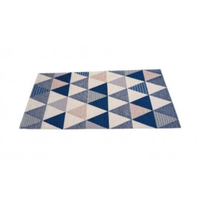 イタリア製ゴブラン織 玄関マット 65x115 トリアンゴリ BL ROYTRA65BL