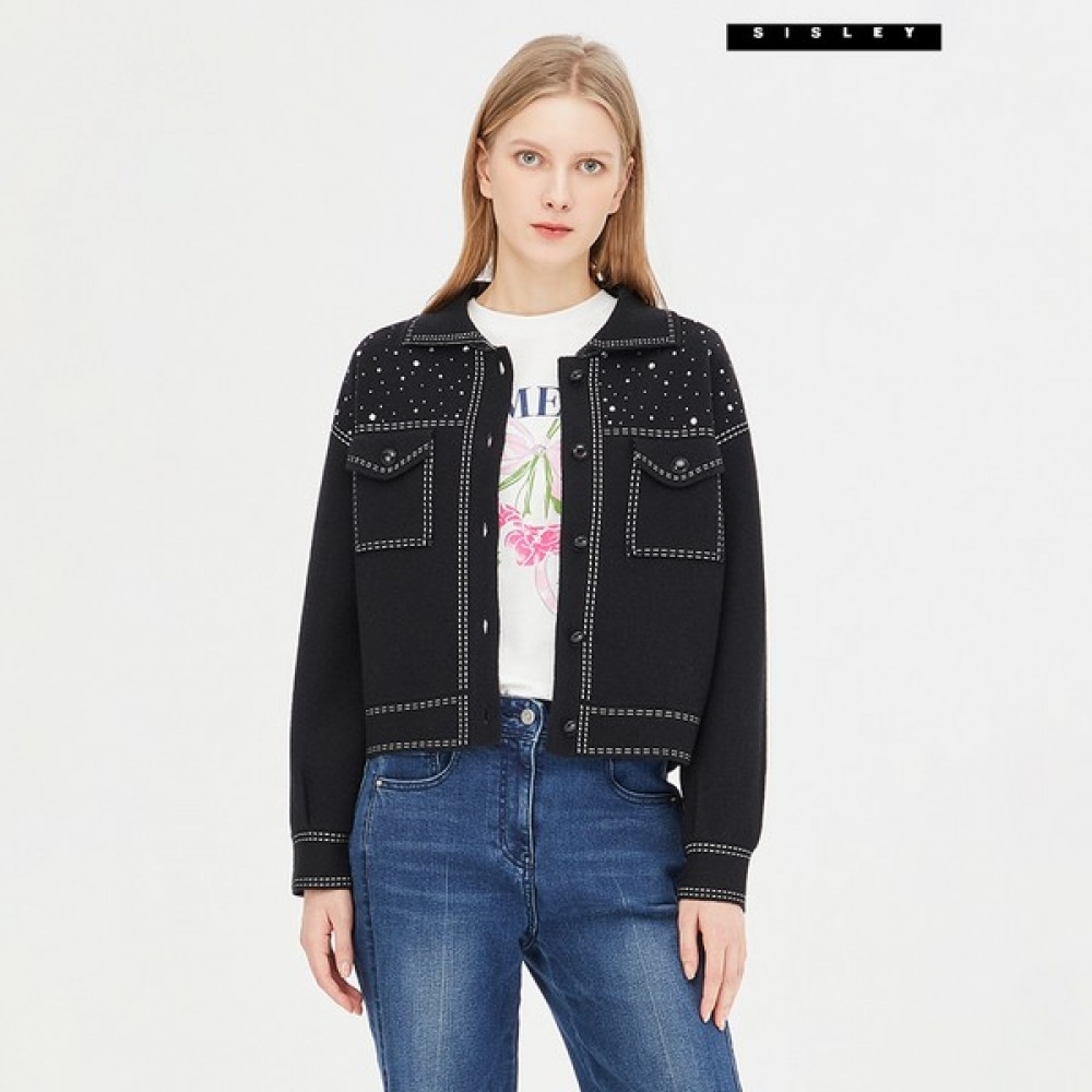 [シスレー] シスレーホットフィックスジャカードステッチニットカーディガンSAKC04411 13,021円