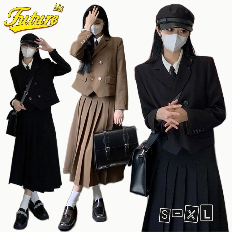 特別仕様卒服 韓国 制服 ブレザー プリーツスカート ロング丈 白シャツ 卒業式 スーツ 女の子 ゆったりサイズ 150 160 卒業式 小学校女子 卒服 女の子 韓国 なんちゃって制服 セット ブレ