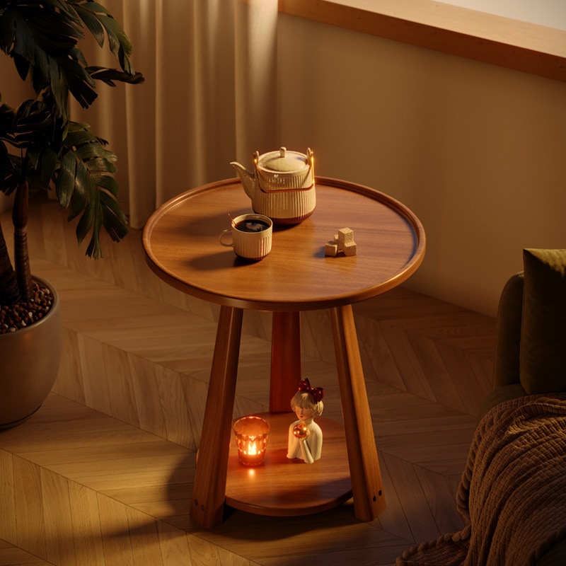 轻奢实木小茶几小边几置物小桌子小户型客厅家用洽谈桌休闲小圆桌