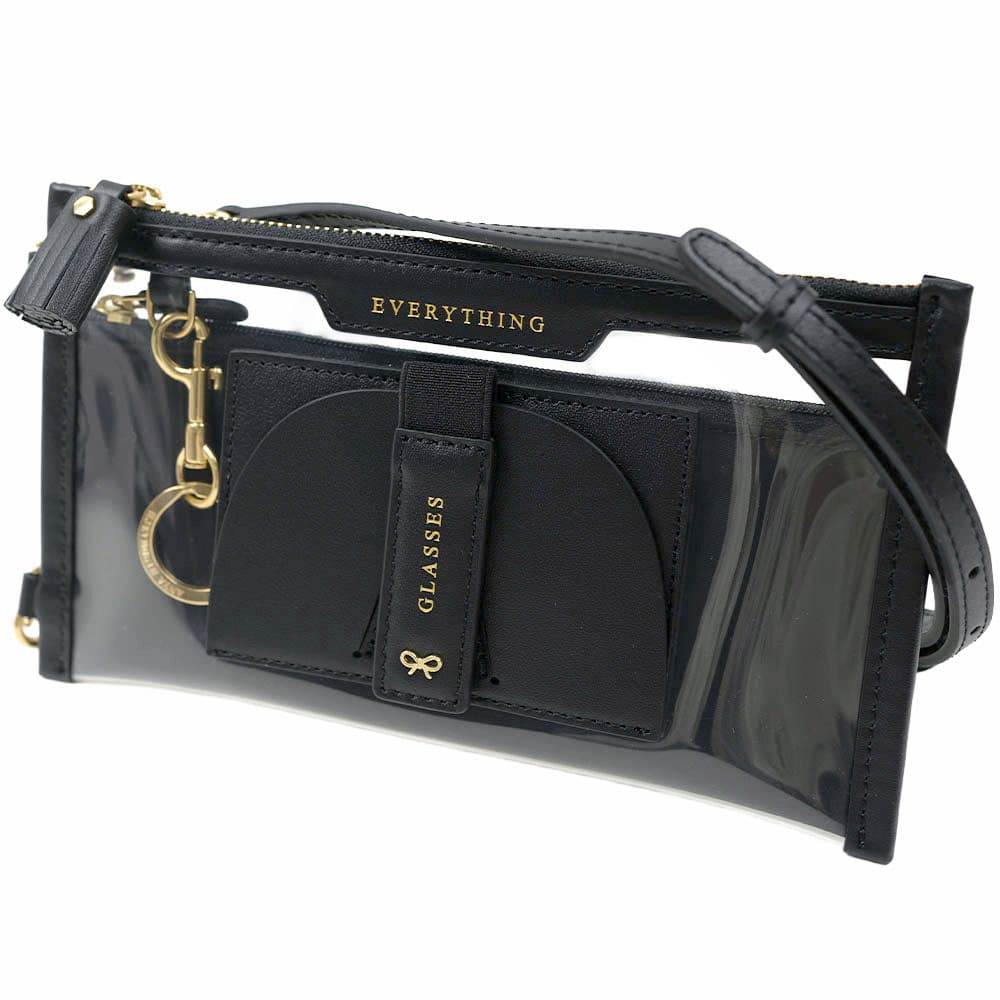 アニヤハインドマーチ フォンケース ショルダーバッグ ポーチ キーリング付き クリア ブラック ANYA HINDMARCH Everything Pouch BAG CLEAR/BLACK 5050