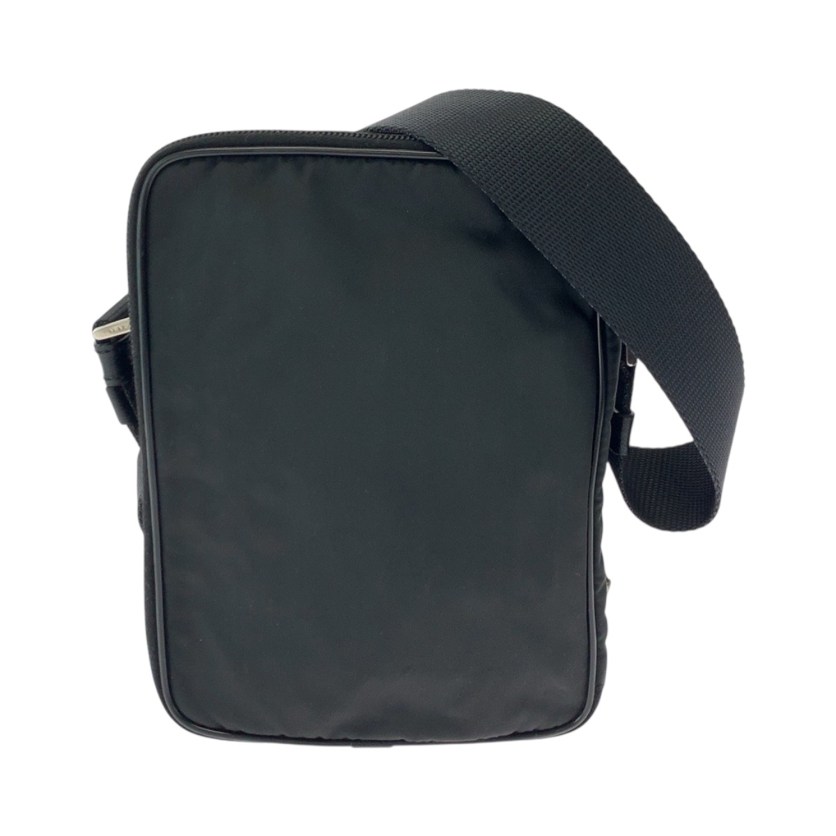 美品 テスート 三角ロゴプレート ブラック 黒 シルバー金具 ナイロン ショルダーバッグ ポシェット レディース 502780