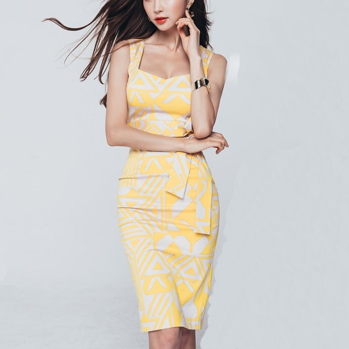 ミディアム ワンピース タイトスカート リボンベルト リボン ミディアム丈 ミディドレス