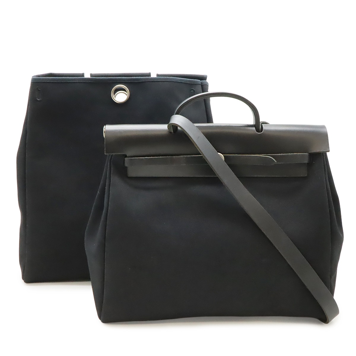 エールバッグMM ハンドバッグ 2WAY ショルダーバッグ 肩掛け トワルオフィシエ レザー ブラック 黒 シルバー金具 C刻