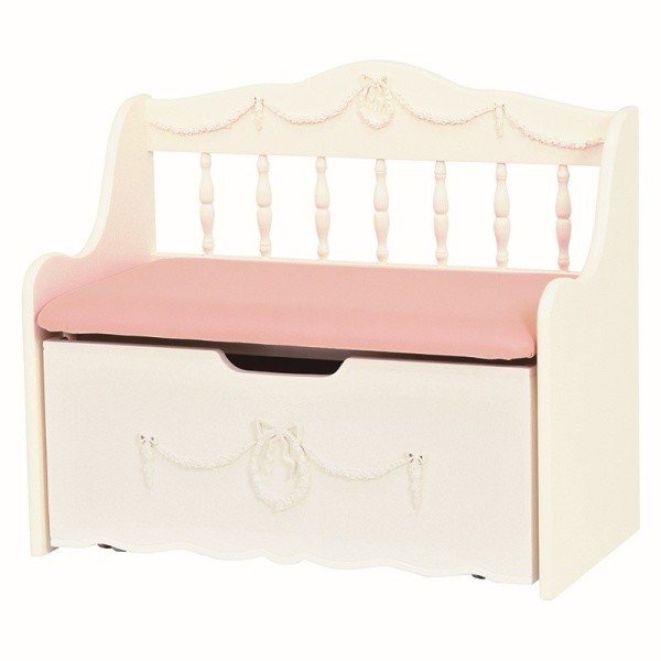 ガーリー調 ベンチ型 収納チェア お姫様風 見た目も収納力も抜群 収納 ベンチ イス 収納庫