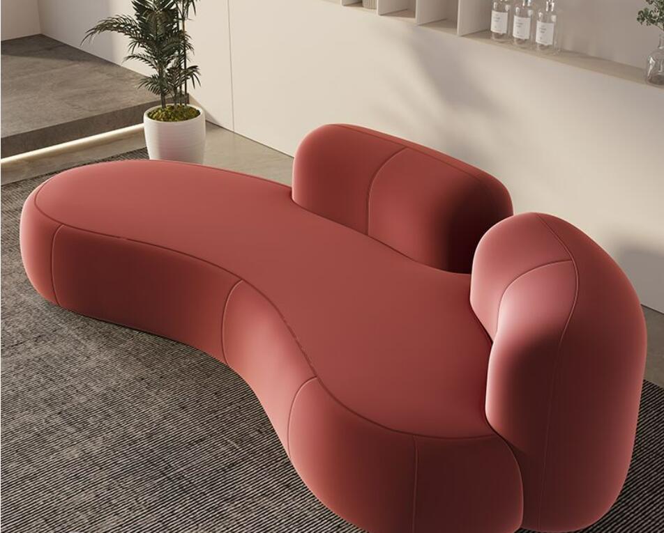 アーチ形ソファー　美容院休憩エリア受付B＆Bロビーソファー　美容院　服ショップ　ホテルソファー　　北欧風ソファー　３人掛けソファー