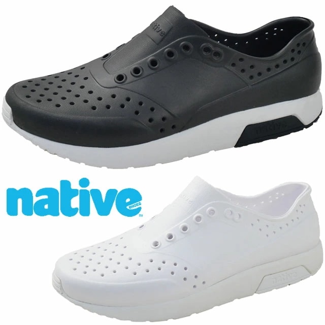 ネイティブ メンズ 厚底 スリッポン レノックス ワンダーフォーム ローカット ラバーシューズ アウトドア カジュアルシューズ F0000256 1105 ジフィーブラック 黒 1999 シェルホワイ