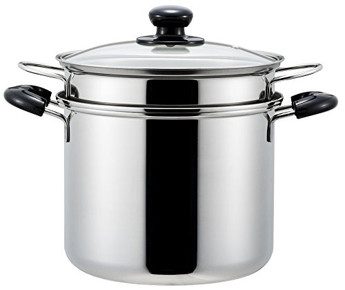 ヨシカワ クックルック パスタポット22cm 6.5L ガラス蓋 中子付き 両手鍋 IH・ガス火対応 ステンレス 日本製 SJ2187 6,881円