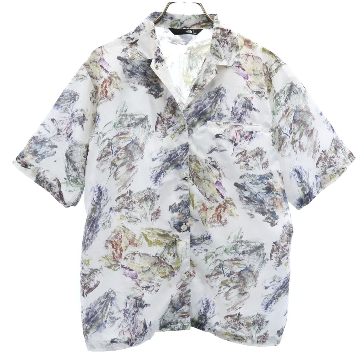 総柄 半袖 シャツ WM ホワイト アウトドア NR22204 レディース 古着