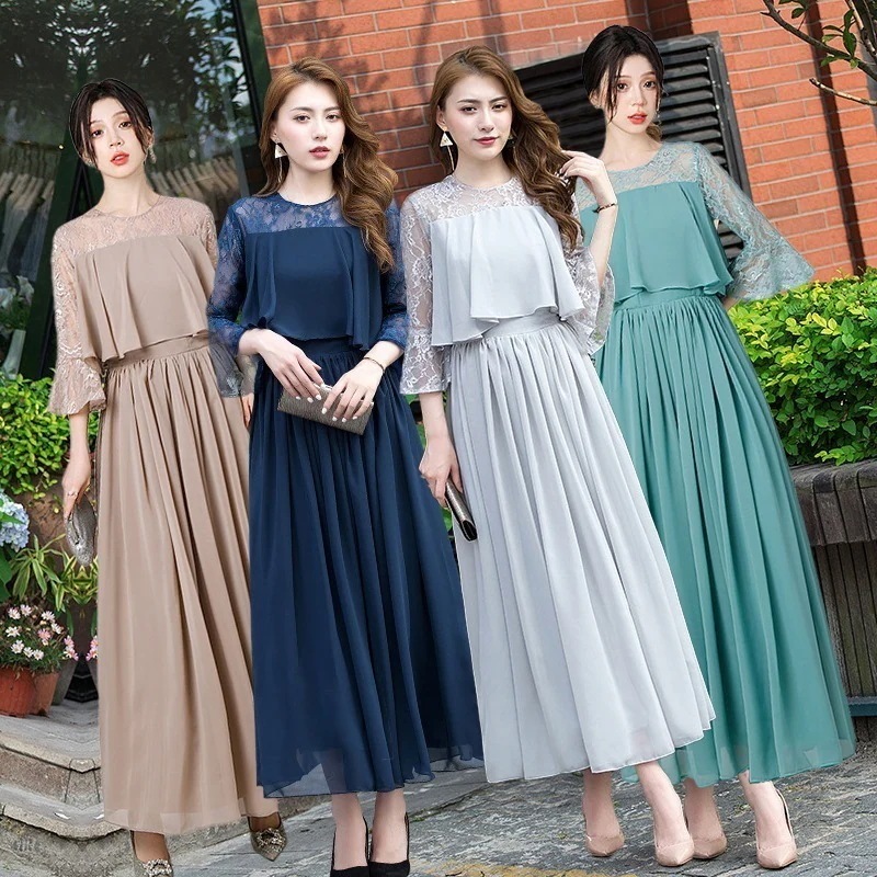 【急速出荷!】【15colorドレス】2025新作パーティードレス レースワンピース セミロング切り替え感結婚式ドレスお呼ばれ 二次会 花嫁 ワンピース同窓会 フォーマル卒業式披露宴演奏会成人式20代