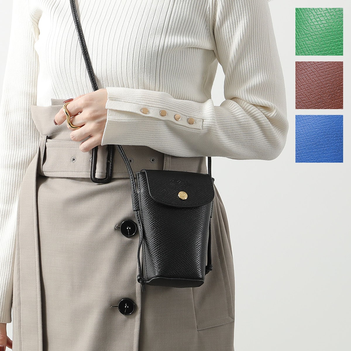 Longchamp ロンシャン ショルダーバッグ EPURE エピュレ 34193 HYZ レディース スマホケース レザー ミニバッグ 鞄 カラー4色