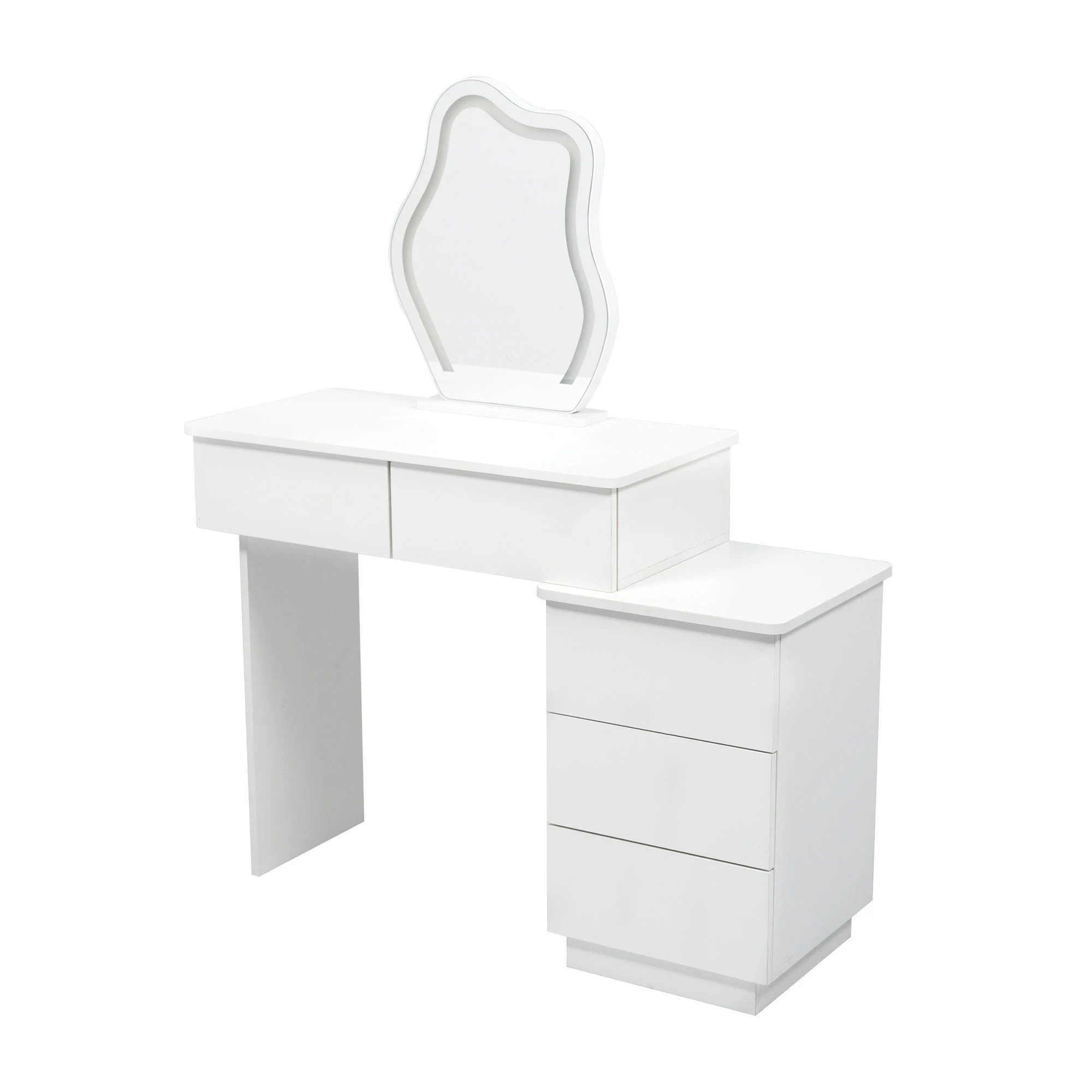 【即日発送　送.料.無.料】ドレッサー 化粧台 3色調節 鏡台 LEDミラー コンパクト 女優 引き出し付き 収納棚付き デスク 収納 可愛い おしゃれ メイク台 化粧台 収納 化粧テーブル 収納付き