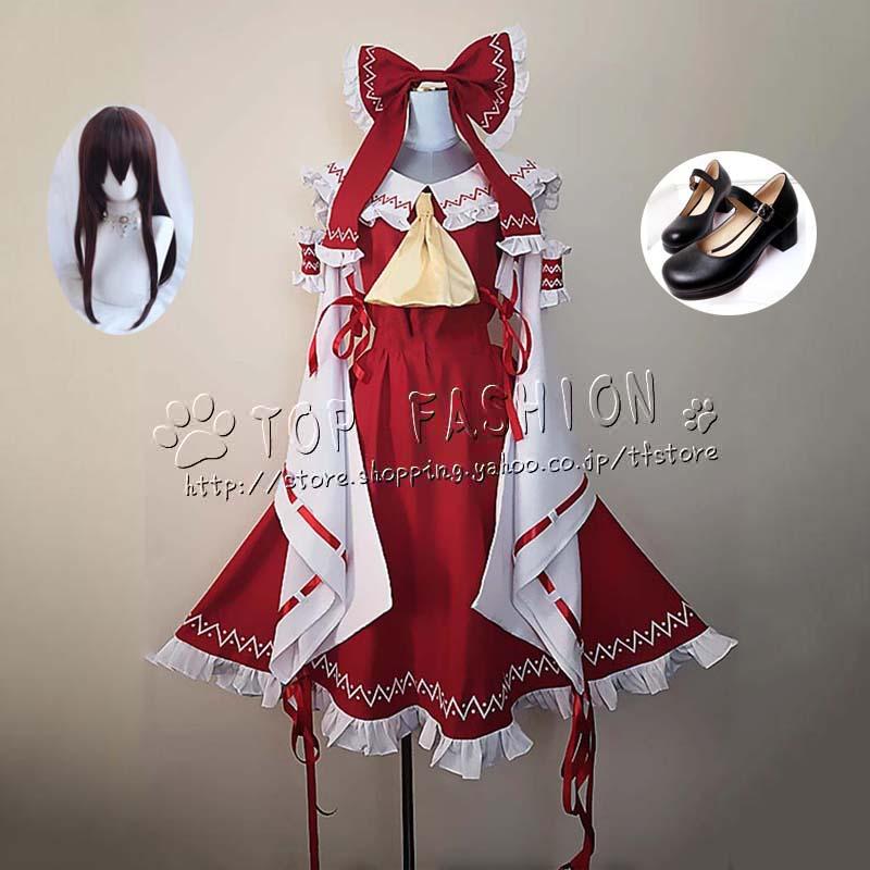 東方Project 東方プロジェクト 東方緋想天 風 博麗 霊夢 はくれい れいむ コスプレ衣装 ウィッグ 靴 クリスマス ハロウィン 仮装