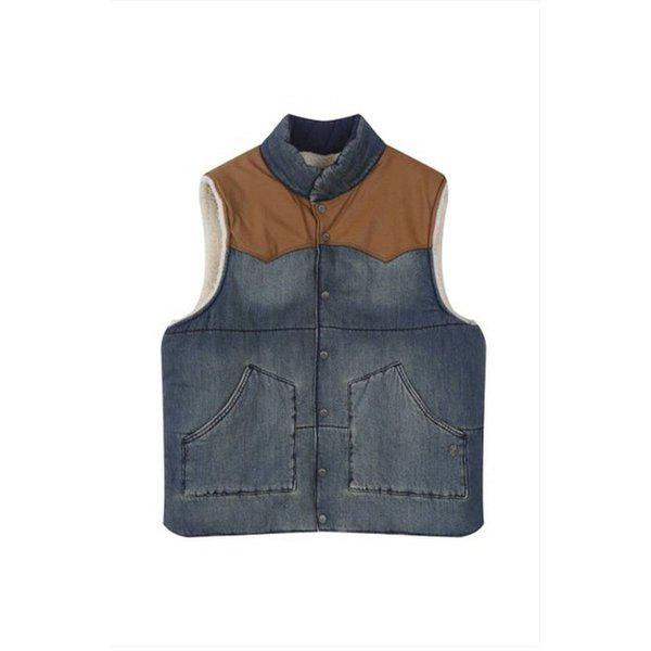 共用レザー配色デニムパディングベスト DV100 DJ