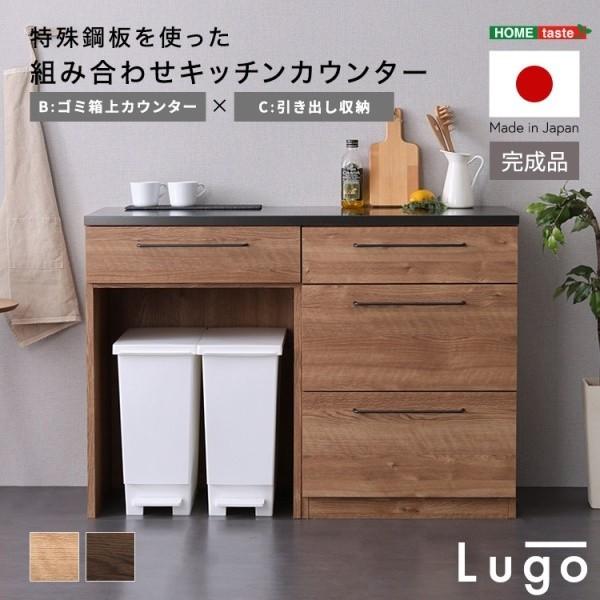 ゴミ箱上カウンター 引出し収納カウンター セット 幅120cm 天板特殊鋼板 耐熱性 キッチンカウンター 引き出し ダストボックス収納 日本製