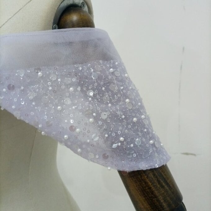 カラードレス ラベンダー色：キラキラスパンコール オフショルダー　色直し　サイズ調整可能