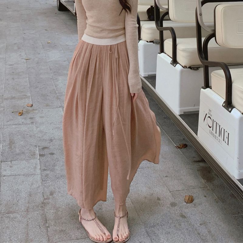 【早い者勝ちタイムセール】ワイドパンツ 春夏新韓新品国ファッション気質ハイウエストスリムパンツカジュアルロングスカート ワイドパンツ