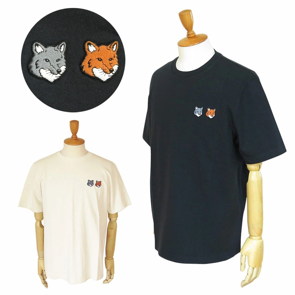 Tシャツ 半袖 メンズ OM011CFKJ7025 ダブル フォックスヘッド トップス 刺繍パッチ クルーネック コンフォートフィット 2026年春夏新作