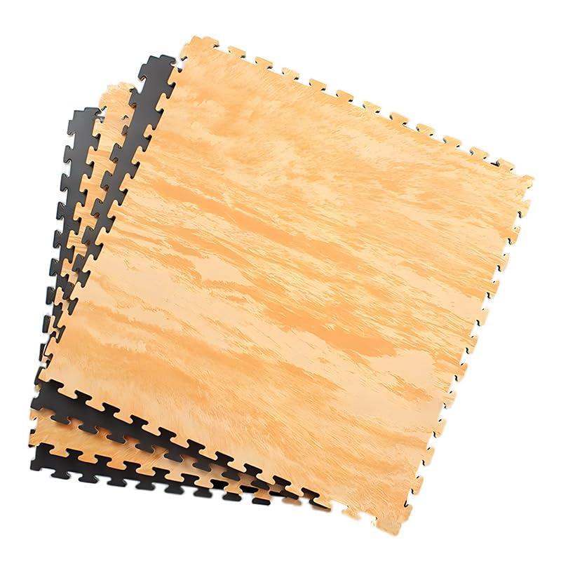 【新登場】エクササイズマット ジョイントマット 大判ジムマット 床保護 マット 100×100×2.5cm 4枚 EVA製 両面設計 木の質感 キズ防止 防音 衝撃吸収 高弾