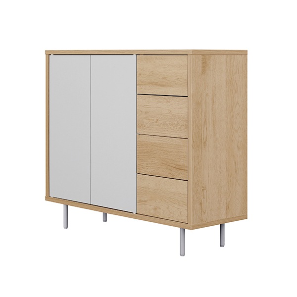 LRCS-795 ナチュラル/グレー リビングキャビネット金属脚付き メーカー直送
