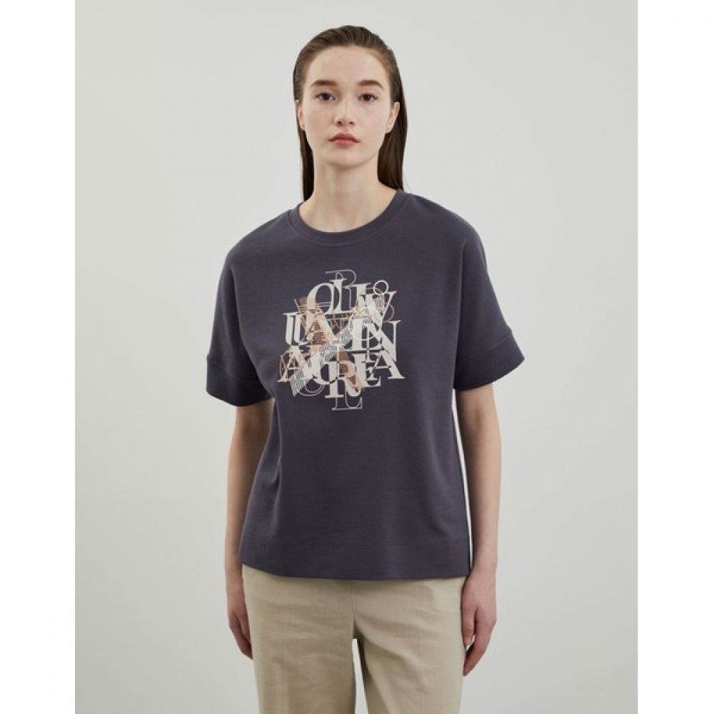 [オリビア・ローレン] レタリングプリント Tシャツ_VVCAS4M4161