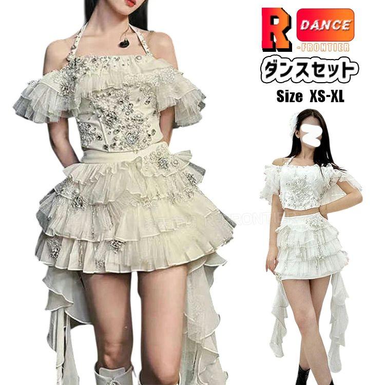 （6月新品）kpop 衣装 白 ダンス衣装 セットアップ 大人 韓国 アイドル 衣装 キラキラ へそ出し セクシー スカート クリスタル 可愛い はなやか ダンス ステージ衣装 ダンス 5,937円