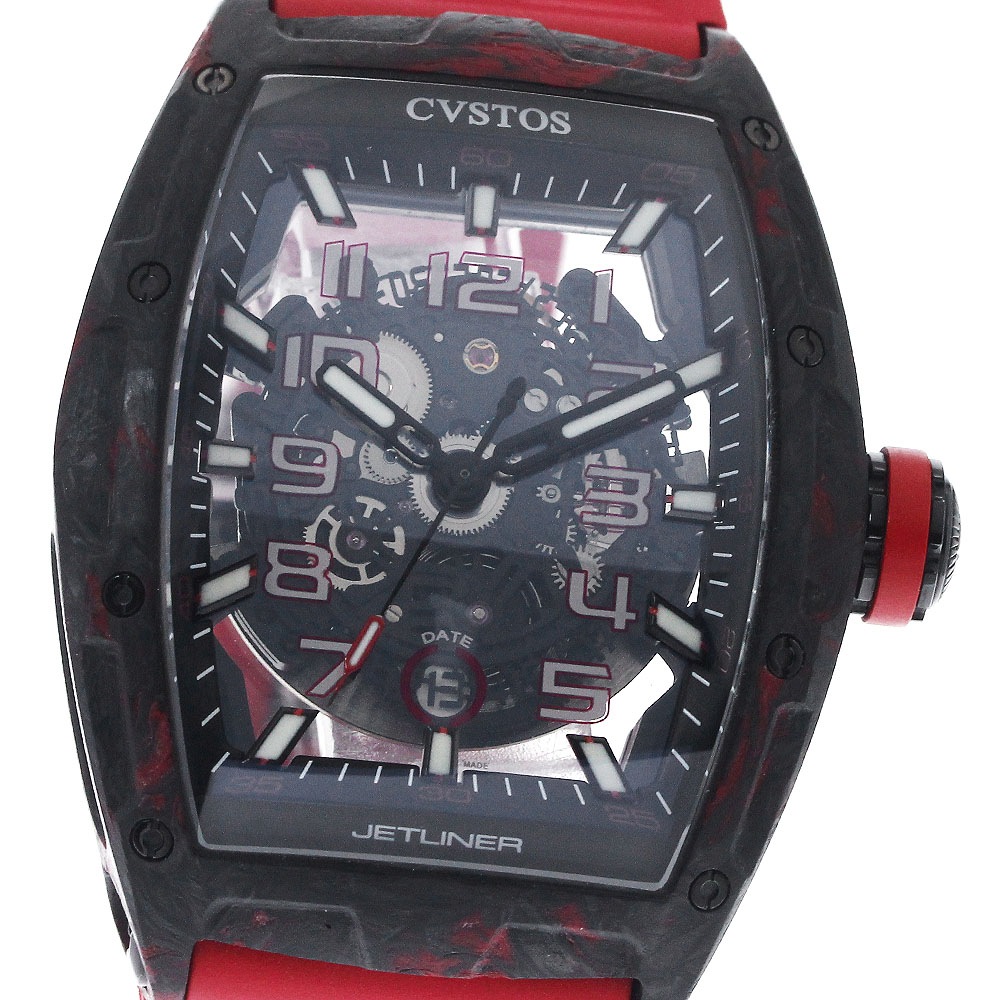 クストス CVSTOS CVT-JET2-SL-RED-FGDC チャレンジ ジェットライナー SL 自動巻き メンズ 良品 保証書付き_897238【中古】