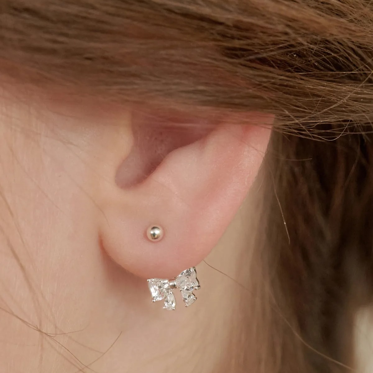 (シルバー925) トゥインクル バタフライ リボン イヤージャケット イヤリング／ピアス 5,900円