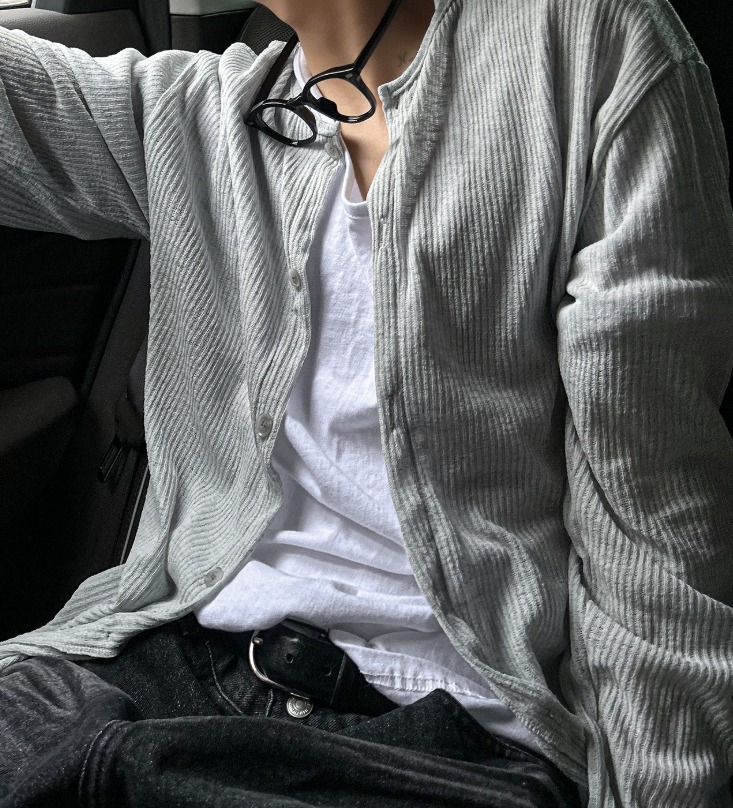 [COSYHARU公式] Linen Round Neck Knit Cardigan