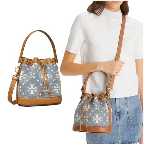 T MONOGRAM DENIM BUCKEY BAG 159637
