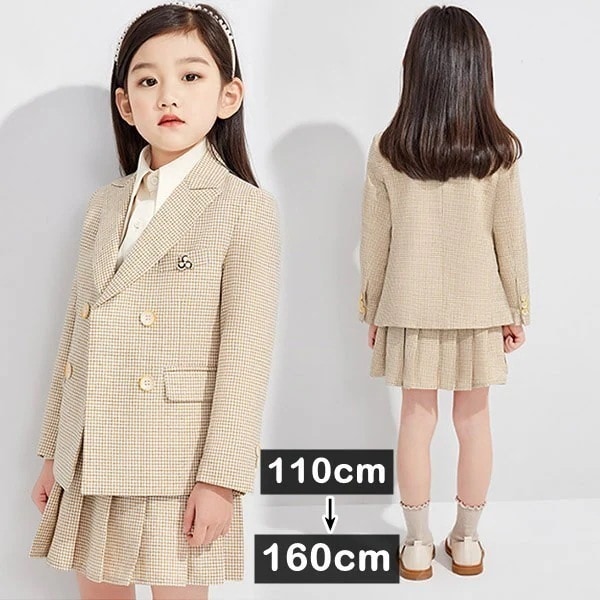 卒業式スーツ女の子入学式入学祝い小学生スーツキッズスーツ女児スーツベージュジャケットスカートフォーマルスーツかわいい七五三結婚式キッズフォーマルガール卒園式入園