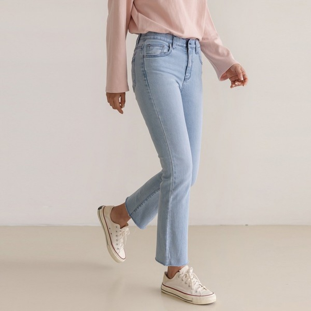 (Elysia) 101 カットデニムスリムブーツカットパンツ