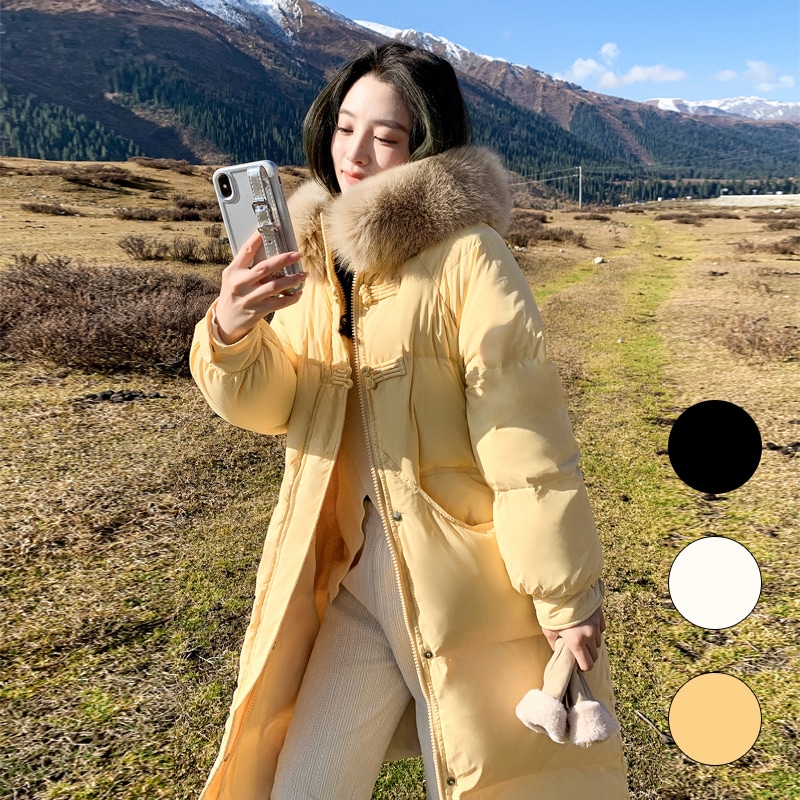 防寒 ダウン風コートジャケット 無地 ミドル 韓国 ファッション ダウンコート 大きいサイズ ダウンジャケット ロングコート 韓国 コート レディース服 コットン ダウン コート レディース アウタ