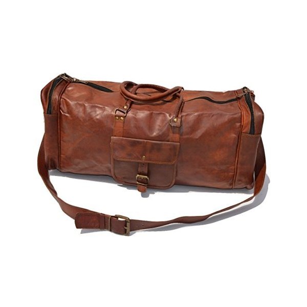 Satchel and Fable Men Leather Duffel Bag for Travel Gym Sports Overnight Weekend 24 inch 並行輸入品
