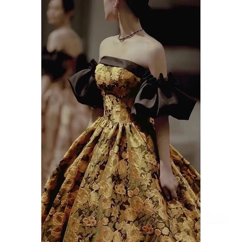 2024イブニングドレス 宮殿風チュチュスカート 大人プリンセス イブニングドレス 秋