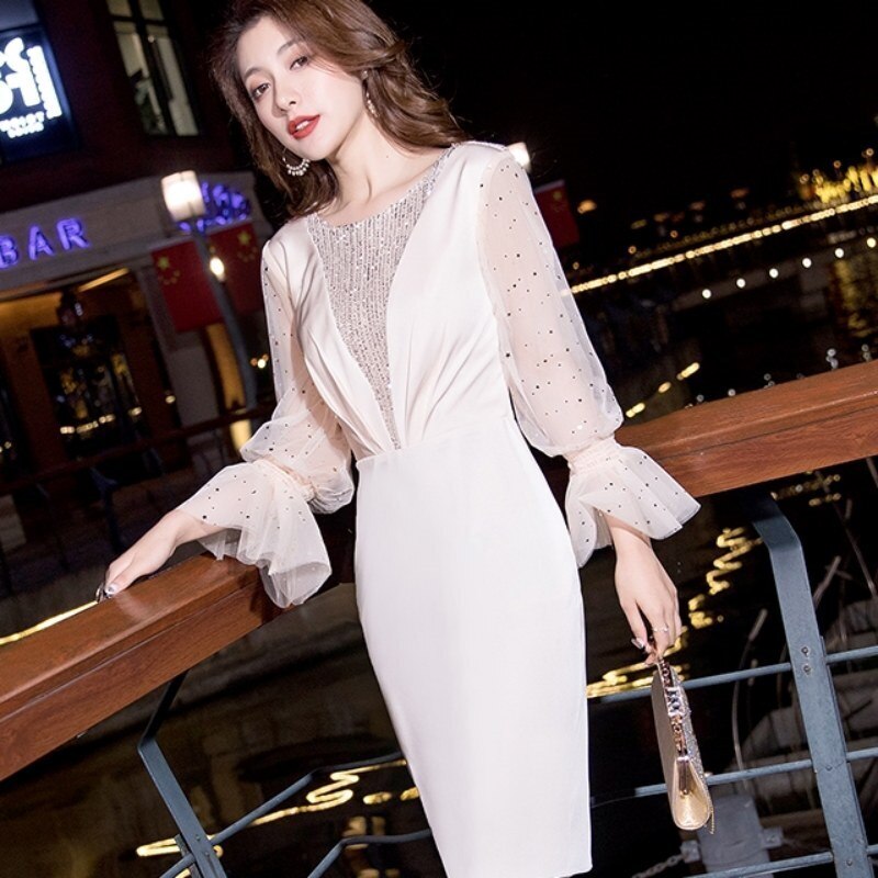 ドレス ワンピース パーティードレス パーティドレス 結婚式ドレス 二次会ドレス 披露宴ドレス イブニングドレス ワンピドレス ナイトドレス セクシードレス ひざ丈 ミディアム丈 袖あり