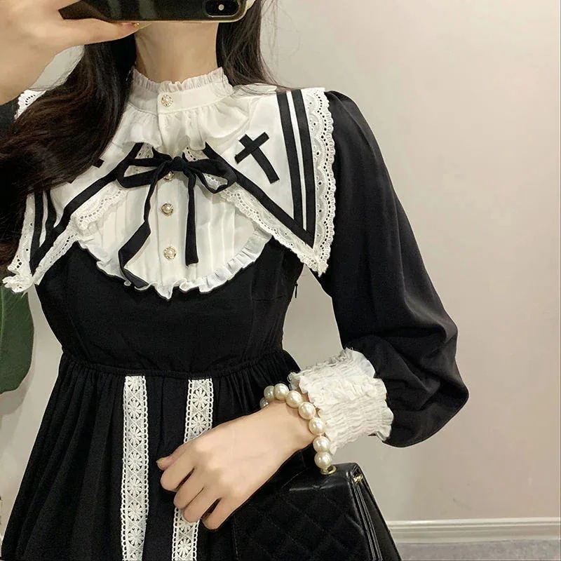 【即納】今買いたいが特売！ハロウィン衣装 制服 コスチューム ワンピース 長袖 かわいい マキシワンピース ブラック ドレス コスプレ 仮装 ハロウィンコスプレ コスプレ ロリータ