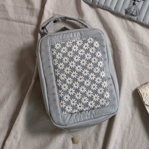 [Hoppetta] おむつポーチ flower刺繍 レディース ブルーグレー