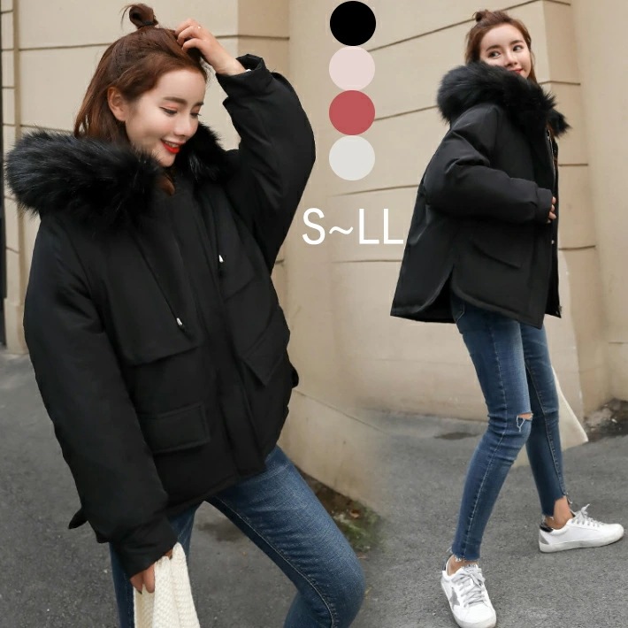 【本日限定激安格】【急速出荷】防寒 ダウンコート　ベンチコート 中綿コート　ジャケット　 コート　ダウンジャケット フード付き ファー付き サイドスリット　 大きいサイズ　オーバーサイズ　温かい　軽量