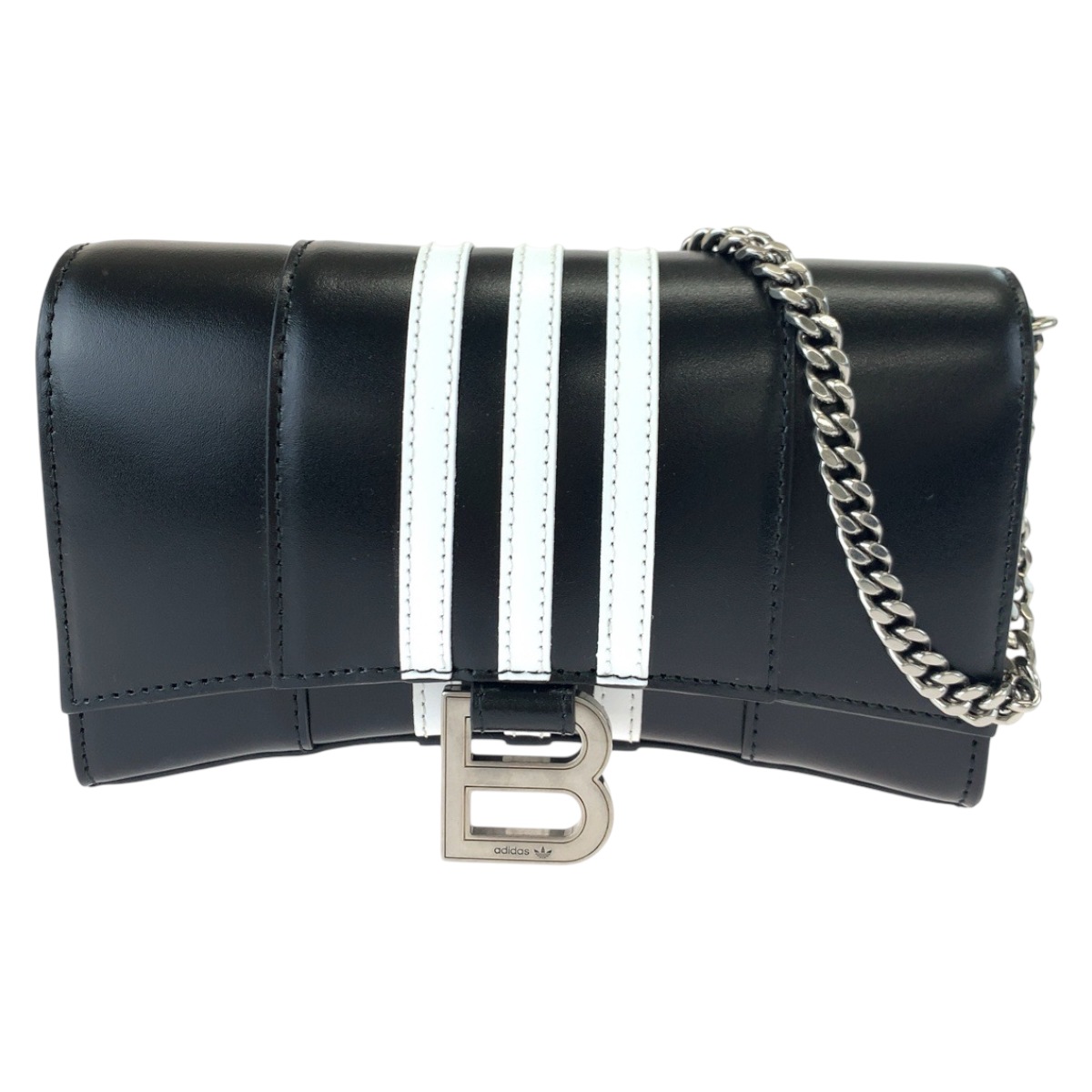 新品未使用 アディダスコラボ アワーグラス Hourglass Wallet On Chain ブラック ホワイト レザー チェーンウォレット ショルダーバッグ レディース 603046 新品