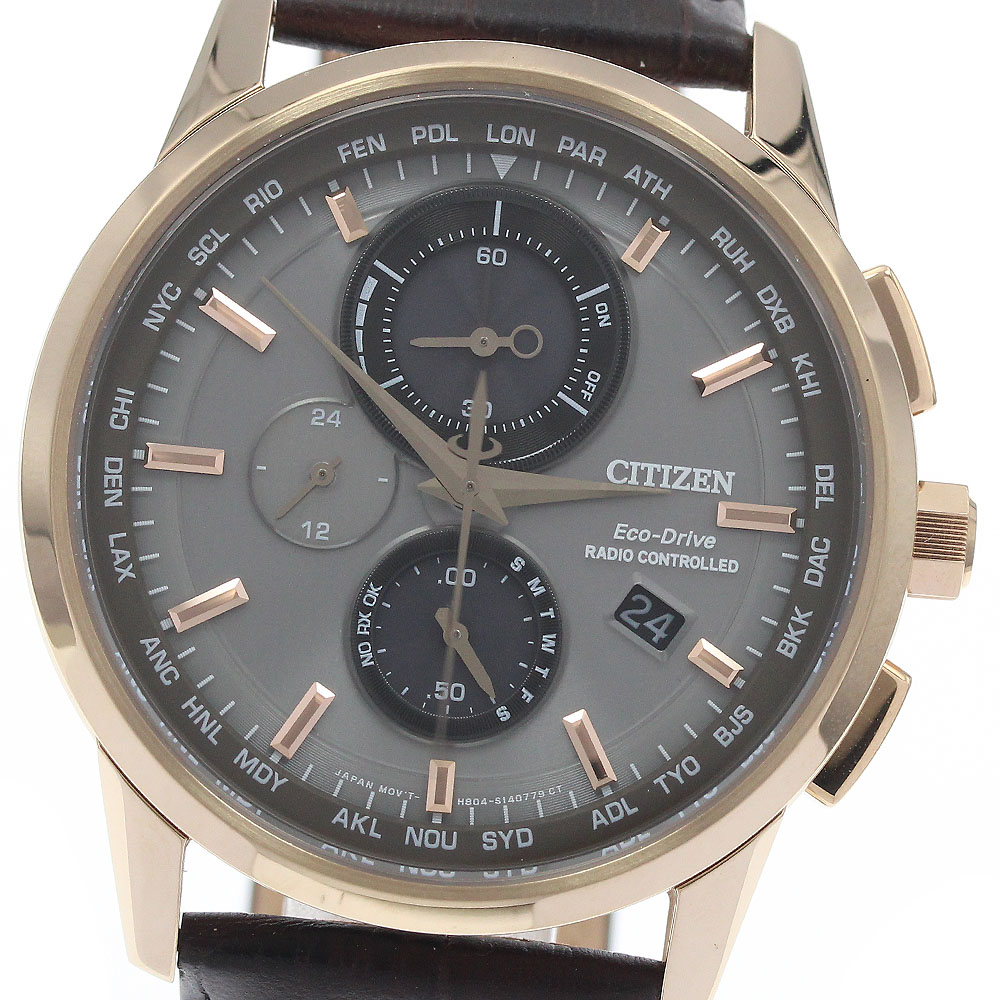 シチズン CITIZEN AT8113-12H/H804-S099412 エコドライブ クロノグラフ ソーラー電波 メンズ 美品 内箱・保証書付き_939166【中古】