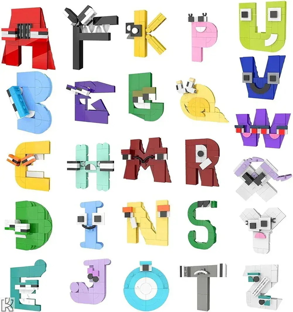 アルファベットロア ビルディングブロックセット 26個のアルファベットレジェンドビルディングブロックモデルおもちゃ 知育英語 おもちゃ楽しい（A-Z）
