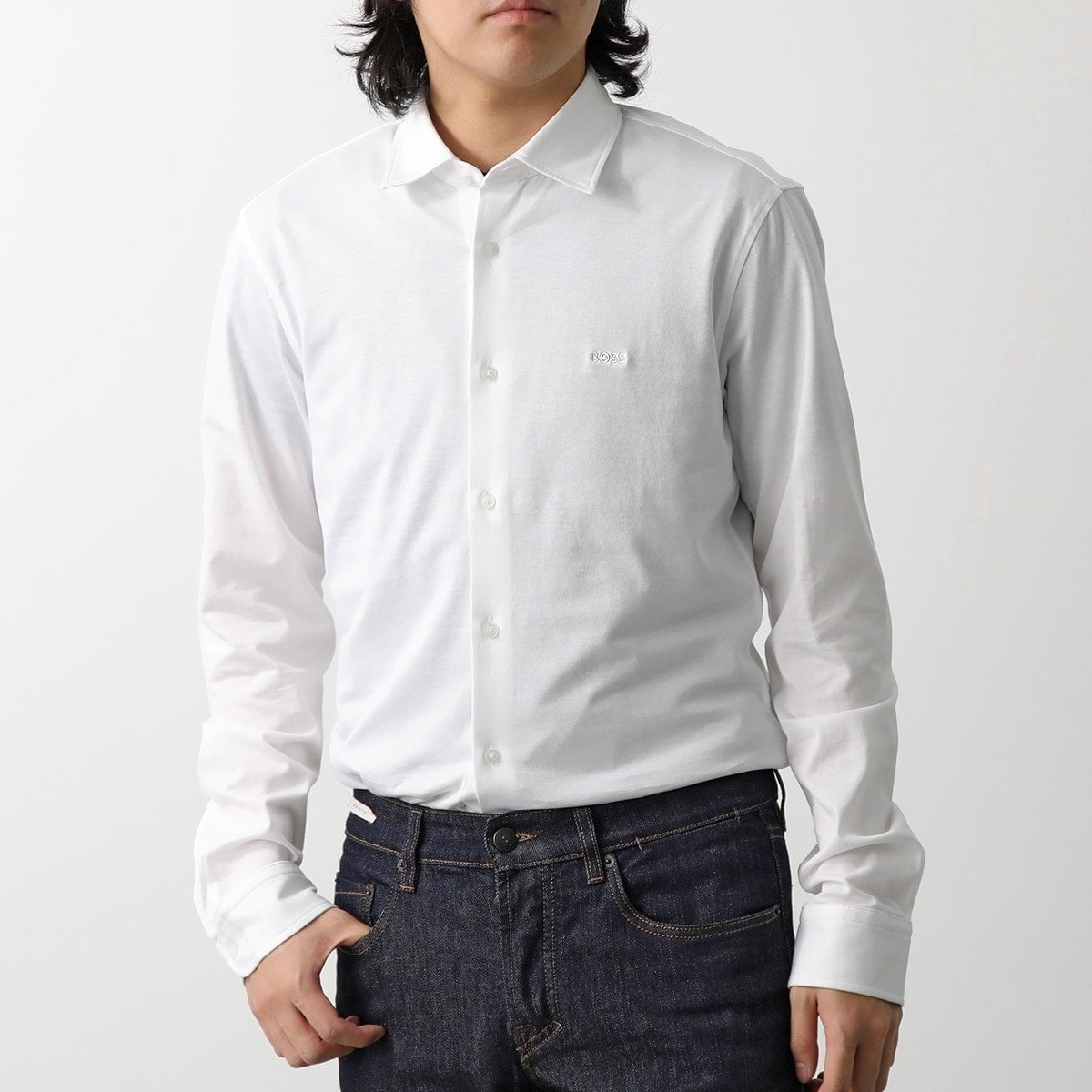 HUGO BOSS ORANGE ヒューゴボス オレンジ シャツ 50519748 10260281 メンズ 長袖 コットン 刺繍ロゴ スリムフィット 100