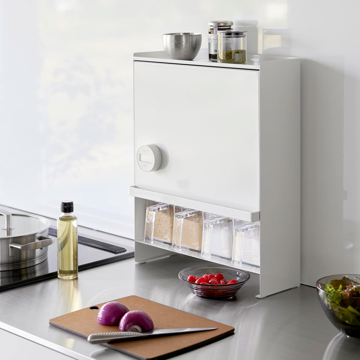 調味料ラック 山崎実業 tower タワー 前が開く 隠せる調味料ラック ホワイト