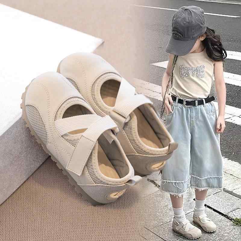 バレエシューズ 女の子 春夏 ローカット 通気性 軽量 白スニーカー 運動シューズ ベビーサンダル 合成皮革 ゴム底 伸縮バンド フリル ベージュ シルバー