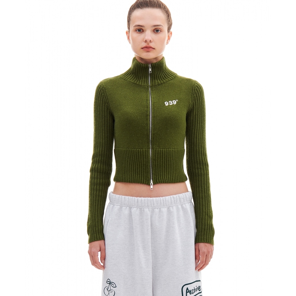 ARCHIVE ボールドニットジップアップカーディガン (カーキ)